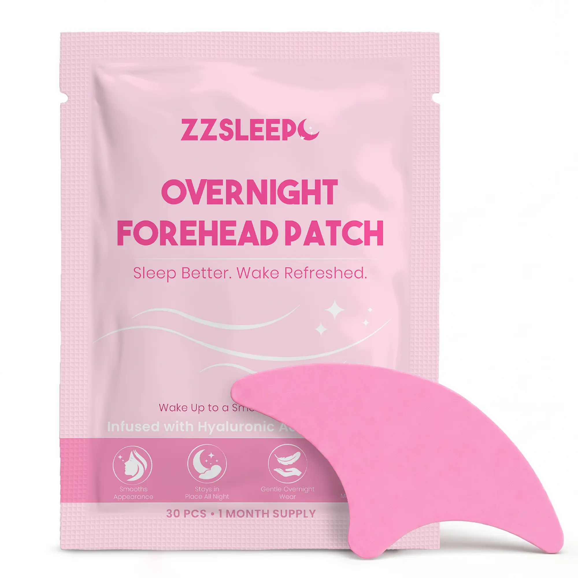 ZZSLEEP Forehead Wrinkle Patches – Overnight Forehead Patches with GHK-Cu Copper Peptides & Hyaluronic Acid (30 Count)