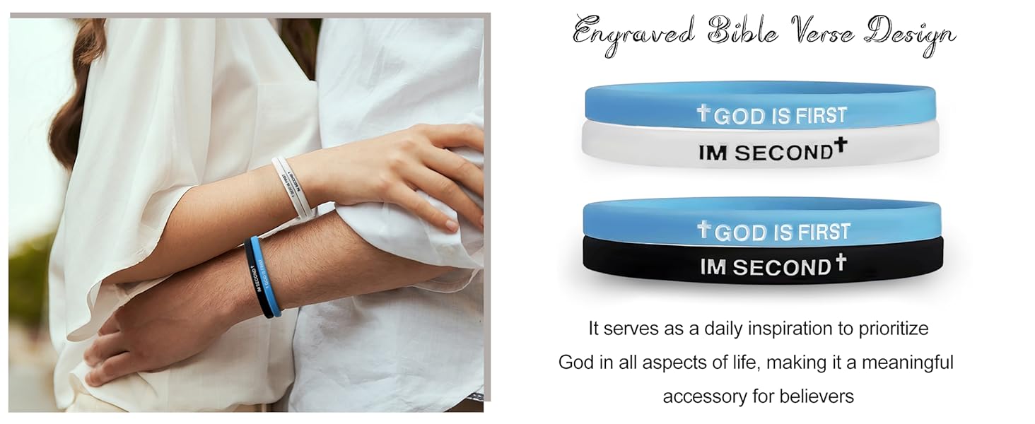 Sports Silicone Wristband - Christian “God Is First, I’m Second” Faith Wristband, Inspirational Bible Message Bracelet for Men and Women, Religious Gift Wrist Accessory Wristband Original
