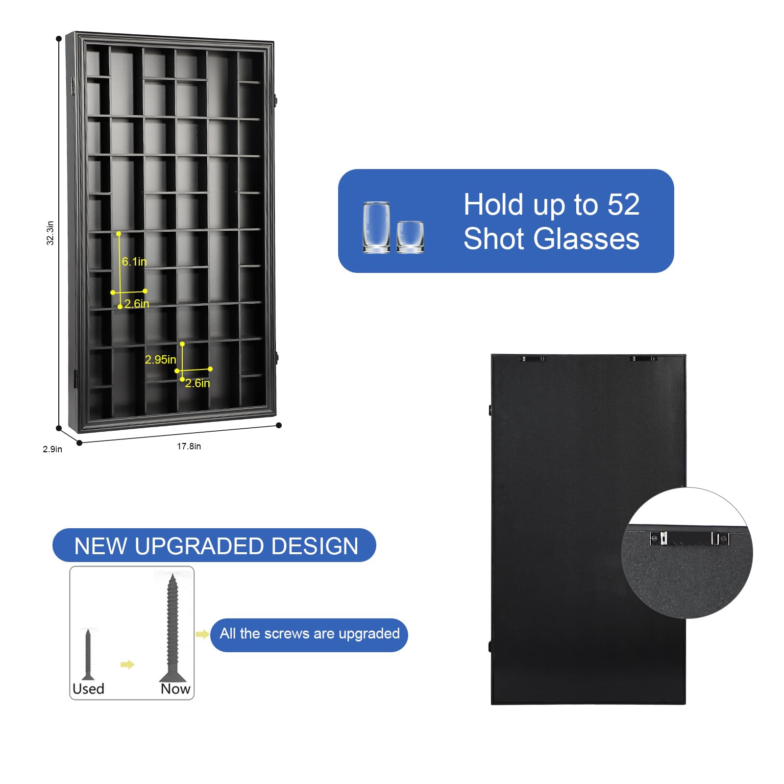 IHEIPYE 52 Shot Glass Display Case Acrylic Glass with Uv Protection-Large IHEIPYE Shot Glass Collection Cabinet Rack Holder For Wall, Wooden Shot Glass Display Storage Box Lockable with Removable Gift Shelves-Black Metal Organiser IHEIPYE 52 Shot Glass Display Case Acrylic Glass with Uv Protection-Large IHEIPYE Shot Glass Collection Cabinet Rack Holder For Wall, Wooden Shot Glass Display Storage Box Lockable with Removable Gift Shelves-Black Metal Organiser