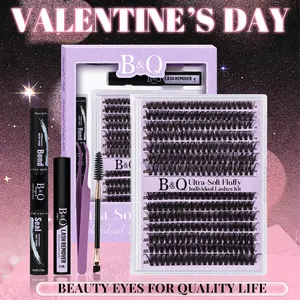 B&Q 70D&90D Kit l 280pcs 10-18MIX Lightweight Mega Volume Lashes,D-Curl,Lash Bond & Seal for DIY Eyelash Extension,Waterproof Makeup Comestic