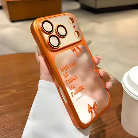 Inspirational Festive God Art Protective Phone Case - Electroplated, Semi Transparent, Frosted, Fully Enclosed, Orange, Soft TPE Grip, Cover Protector for iPhone 17 Pro Max,16,15,14,13,12 (Thermoplastic Polyurethane Mobile Accessory, Ideal Christmas Gift)