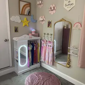 Topwin Multifunctional Girl’s Storage Cabinet with LED Mirror, Jewelry & Clothes Organizer – Safe & Stylish