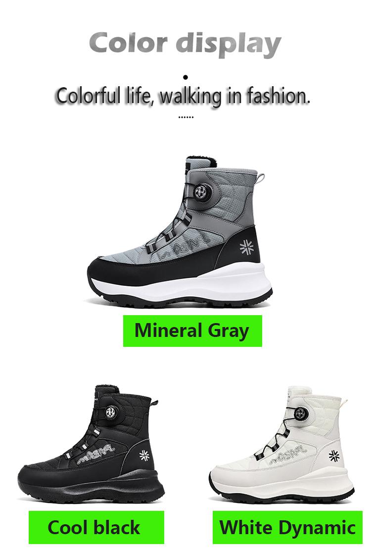 Men's Letter Print Contrast Faux Fur Snow Boots, CasualWaterproof Non-slip Ankle Boots for Outdoor Sports,Warm Shoes for Men