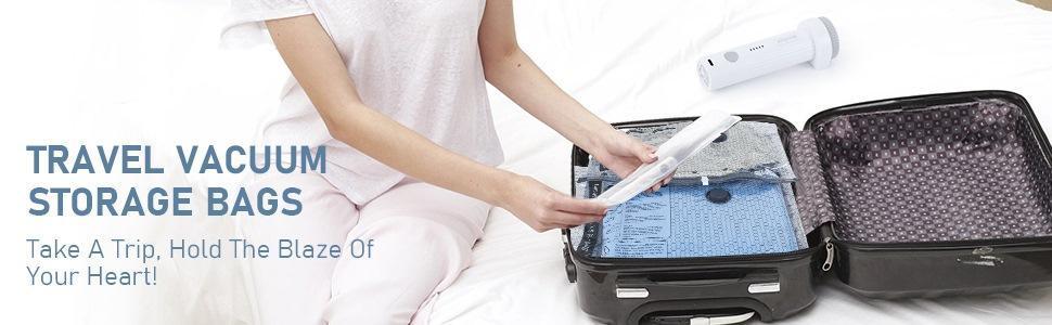 [2026 Upgraded] X7 Cordless Travel Vacuum Storage Compression Bag Set with Rechargeable air Pump 15 Pack Waterproof &Reusable Compression Packing Bags for 3Size, 140L/Min Powerful Air Removal,Perfect for Carry-On Suitcases