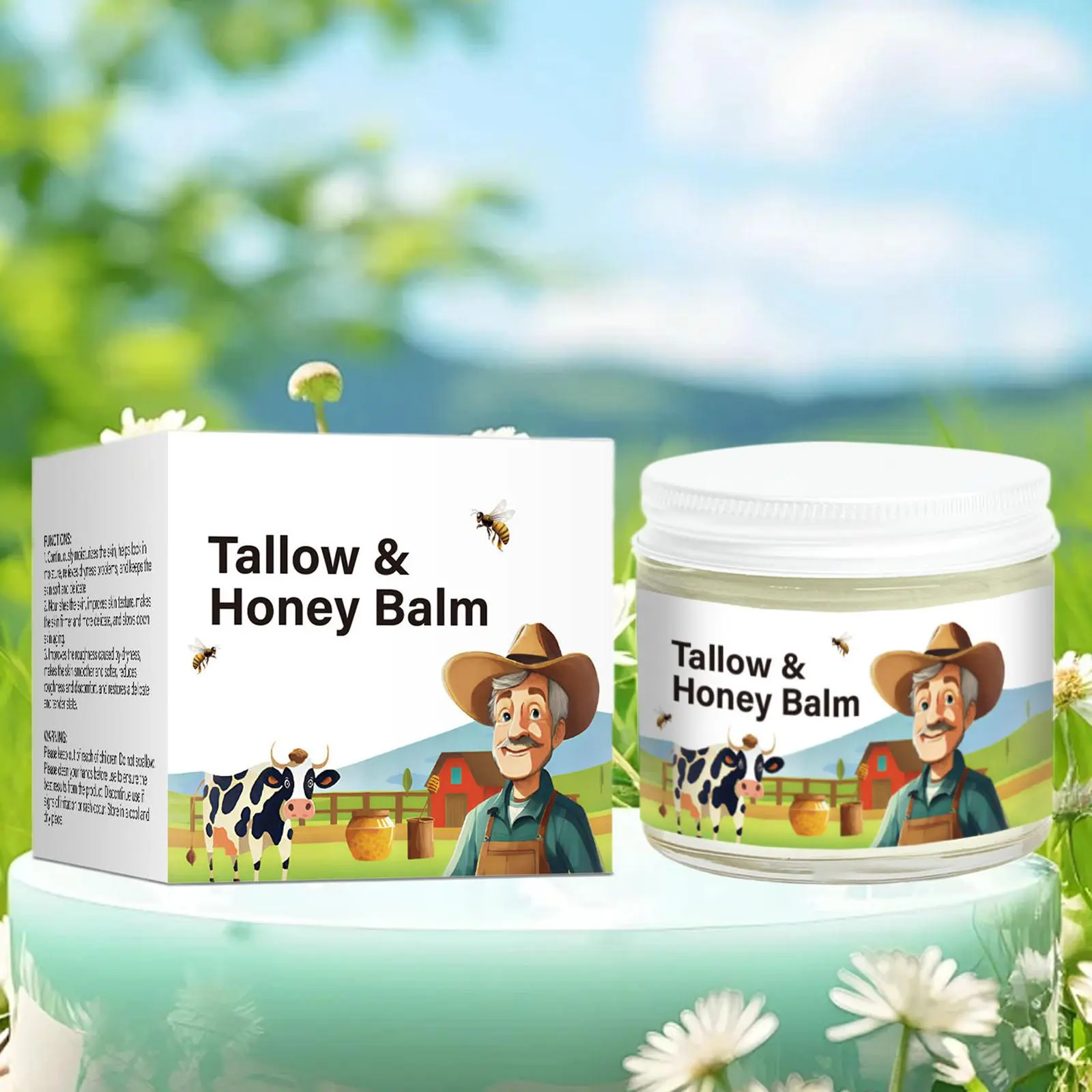 Tallow & Honey Balm, Natural Ingredients Hydrate Moisturizing Deeply Moisturizing Body Cream, Easy To Absorb, Perfect for Smooth Skin Care, Nourishing Body Care, Body Care Product for Women & Men, Hydrating Body Cream, Body Moisturizer