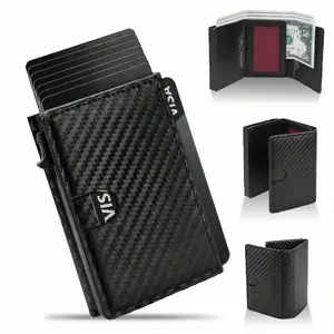 Wallet for Men RFID Blocking Leather Credit Card Holder Wallet for 10-15 Cards, Carbon Fiber,Large Capacity Wallet with ID Windows & Cash Slot for Daily Use,Christmas Gift & Valentine's Day Gift