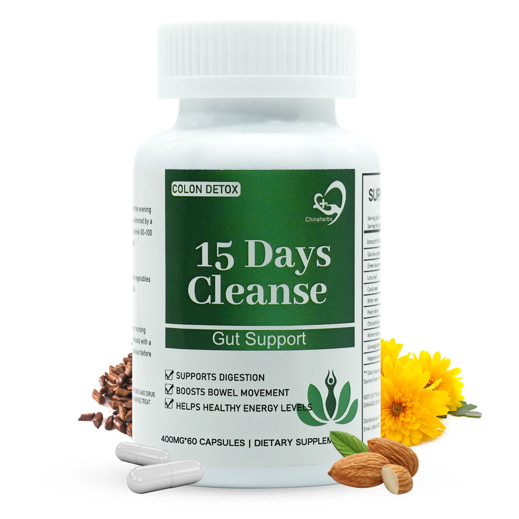 15-Day Digestive Cleanse Capsules for Daily Balance & Gut, Supports Digestive Regularity, Caffeine Free, Plant-Based Formula with Senna, Cascara Sagrada & Psyllium Husk, Non-GMO, 30 Capsules