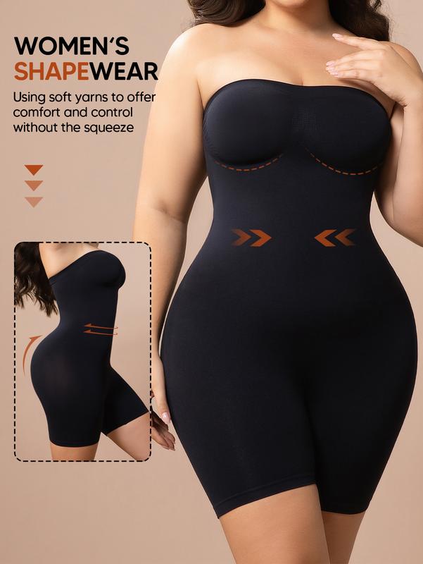MUEE Strapless High Stretch Tummy Control Shapewear Romper Bodysuit for Women Seamless Sculpting Bodysuit Butt Lifting Body Shaper Thigh Slimmer