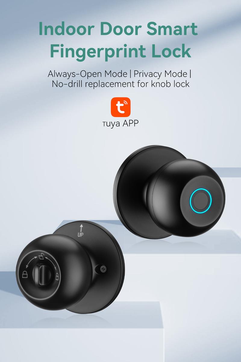 Smart Fingerprint Door Knob Keyless Entry 3-in-1 Biometric Knob Lock APP Control Bedroom Home Privacy