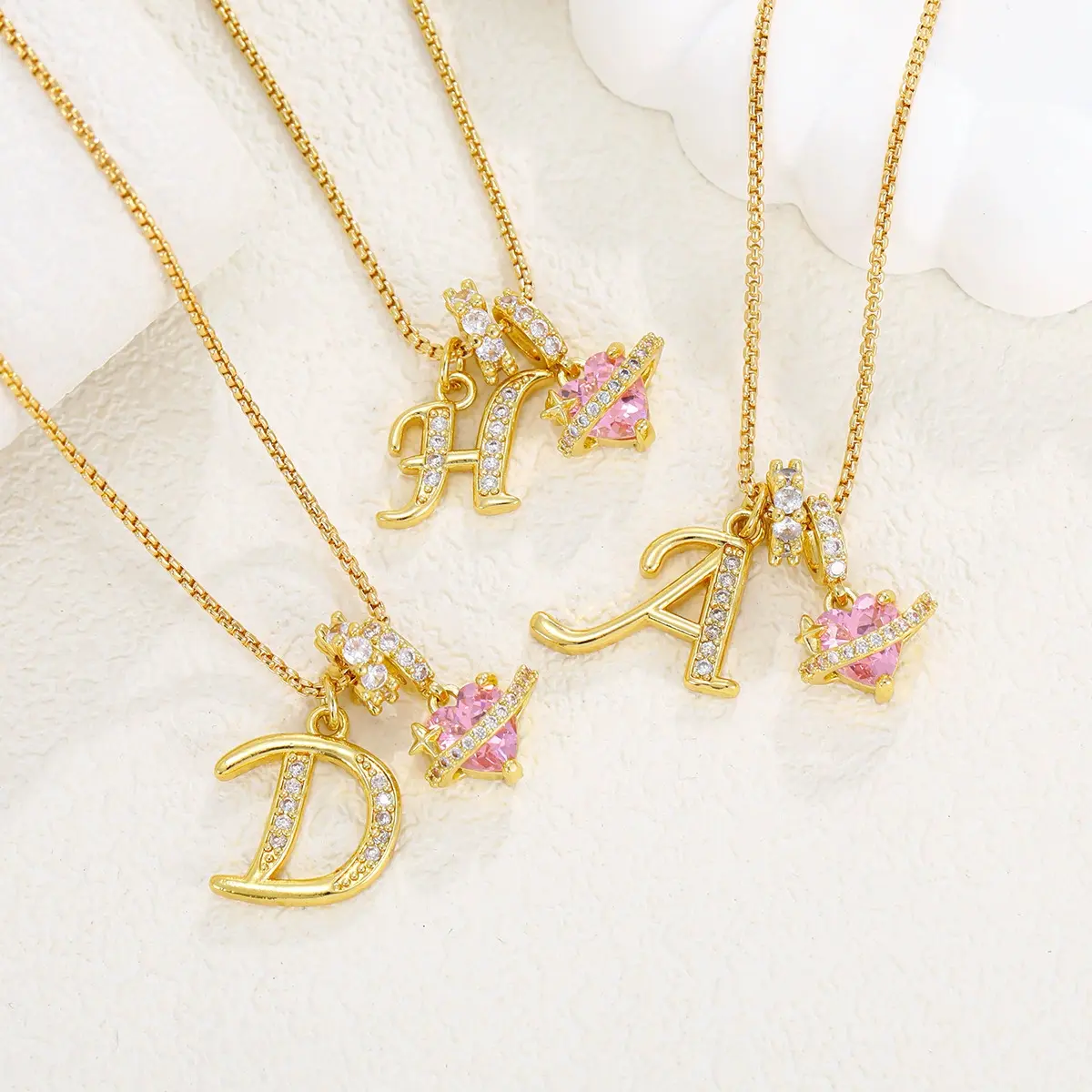 Initial Heart Necklace for Women, Letter Pendant with Cubic Zirconia, Personalized Name Jewelry Gift for Girlfriend Mom Daughter