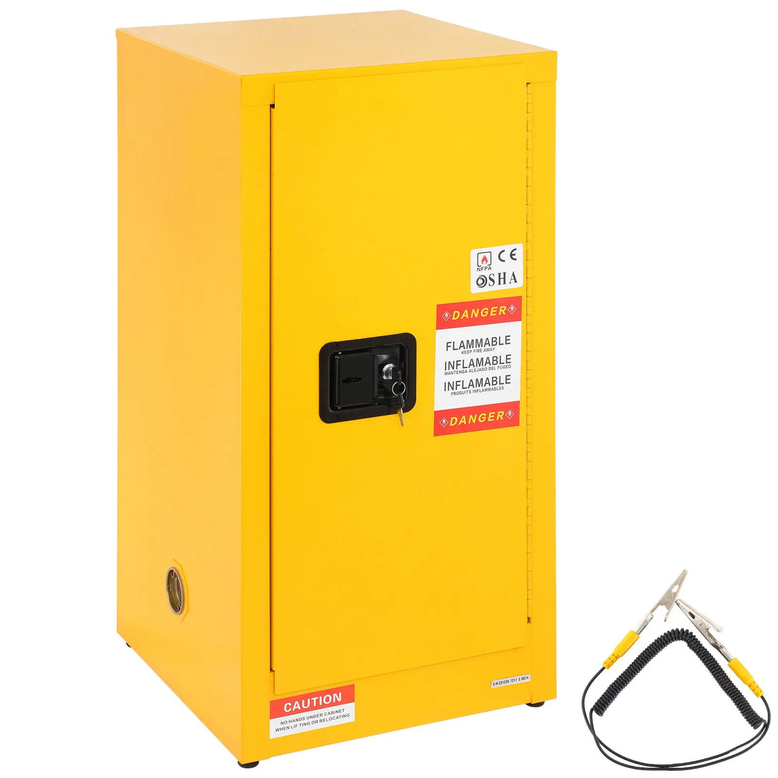 16-Gallon Flammable Safety Storage Cabinet, Yellow - 18.1"x18.1"x35.4" Explosion-Proof Steel Construction with 2 Adjustable Shelves for Industrial & Commercial Use