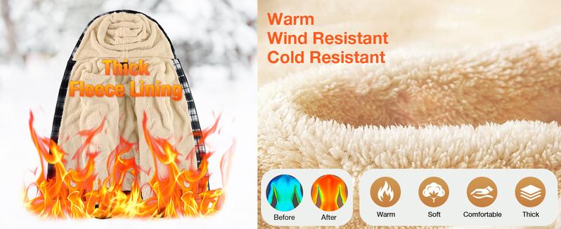 ZITY Heavy Thick jackets for Men Plaid Flannel Warm Sherpa Fleece Lined Winter Full Zip Up Coat with Hood Casual Fashion Sweatshirt Black Checked