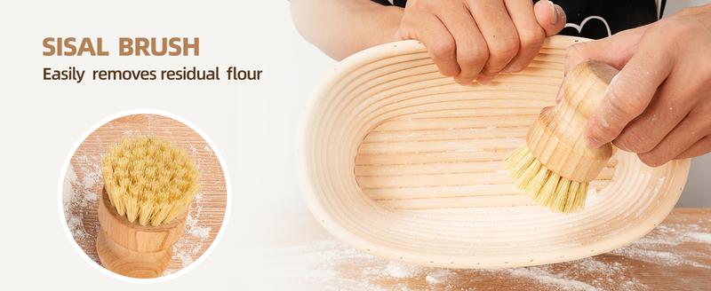 [Hot Picks]Complete Sourdough Starter Kit,Food Storage Container Jar,Bread  Banneton,Proofing Basket,Spatula,Sourdough Starter Kit Kikcoin 37PCS Banneton Proofing Basket set,Natural Rattan,Flour Duster,Bread,Dough Scraper,Baking Utensils，gift