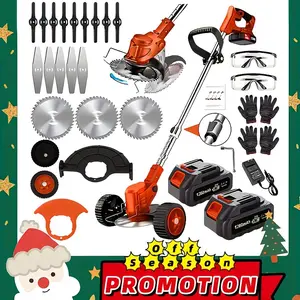 【TM-ALL】Portable Home Cordless Electric Lawnmower, Garden Weeder/Wireless Mower Features 3 Blade Types And Two High-capacity Lithium-ion Batteries Powerful Performance for Lawns, Gardens, And Yards Tool Men's Gift Christmas