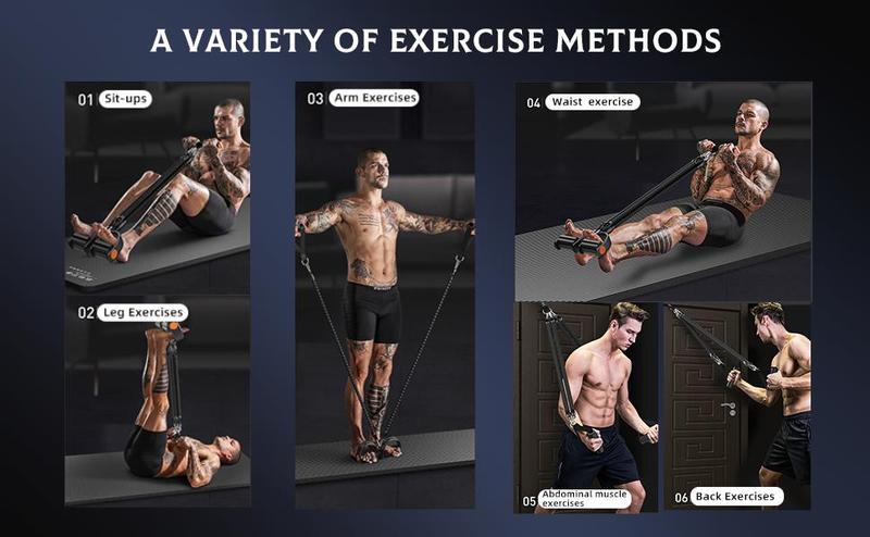 Multifunction Tension Rope Set - Upgraded Sit Up Bar with Adjustable Resistance Bands for Abdomen Waist Leg Hips Chest Back Workouts