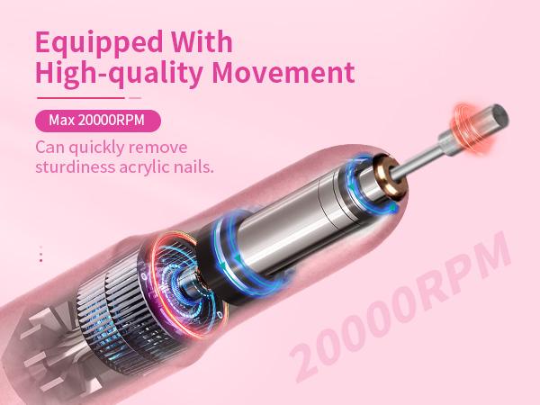 SAVILAND Electric Nail Drill: Professional Portable E-File Nail Drill with 6PCS Drill Bits for Manicure & Pedicure, Electric Nail File for Home & Salon Use, Rose