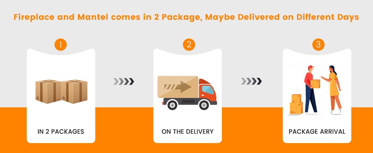 【2 Packages Shipping】oneinmil 70" Fireplace TV Stand, Modern Entertainment Center for TVs Up to 80”, TV Console with Storage Cabinets, Media Console for Living Room, White TV Stand and White Fireplace