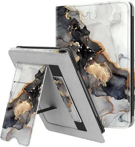 Fintie Stand Case for 6" Kindle Paperwhite (Fits 10Th Generation 2018 and All Paperwhite Generations Prior to 2018) - Premium PU Leather Sleeve Cover with Card Slot and Hand Strap, Cloudy Marble