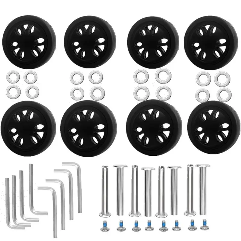 8pcs Functional Solid Rubber Luggage Wheels Replacement Kit - 2in/50mm Dia, 0.47in/12mm Thick Mute Casters for Suitcases, Solid Wheel