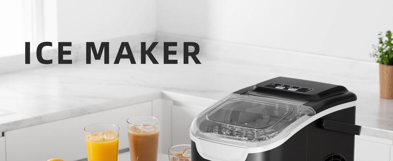 Antarctic Star Countertop Ice Maker Portable Ice Machine with Handle, 26Lbs/24H, Self-Cleaning Ice Makers, 9 Ice Cubes/6 Mins for Home Kitchen Bar Party, Black.