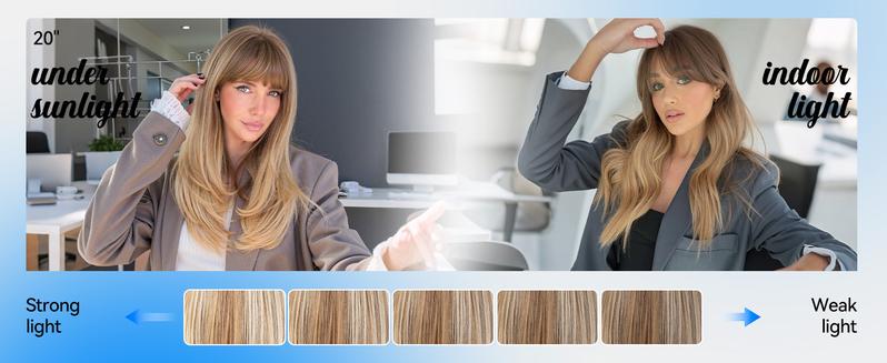 AISI HAIR Long Straight Layered Blonde Wig with Bangs 20 Inch Synthetic Natural Hair Wig Soft Heat Resistant Long Wigs for Women Daily Party Use AISI HAIR Long Straight Layered Blonde Wig with Bangs 20 Inch Synthetic Natural Hair Wig Soft Heat Resistant Long Wigs for Women Daily Party Use