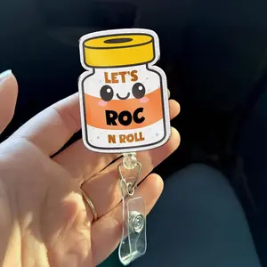 Let's ROC N Roll Badge Reel, Rocuronium Anesthesia Nurse Retractable ID Holder, OR CRNA Gift