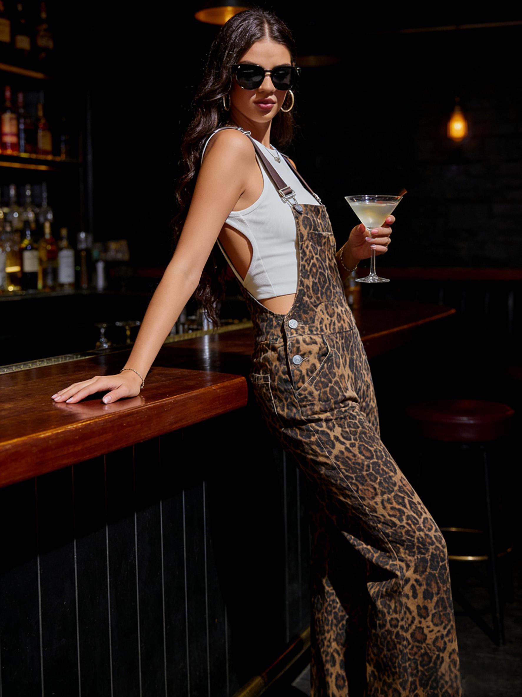 Zhangyan Valentine's Gifts Leopard Print Overalls for Women Stretch Denim Loose Fit Bib Coveralls Cheetah Spring Fall Winter Outfits Y2K Fashion Animal Sleeveless Jumpsuits Straight Leg Pants Mom Wife Womenswear Rompers Zhangyan Valentine's Gifts Leopard Print Overalls for Women Stretch Denim Loose Fit Bib Coveralls Cheetah Spring Fall Winter Outfits Y2K Fashion Animal Sleeveless Jumpsuits Straight Leg Pants Mom Wife Womenswear Rompers