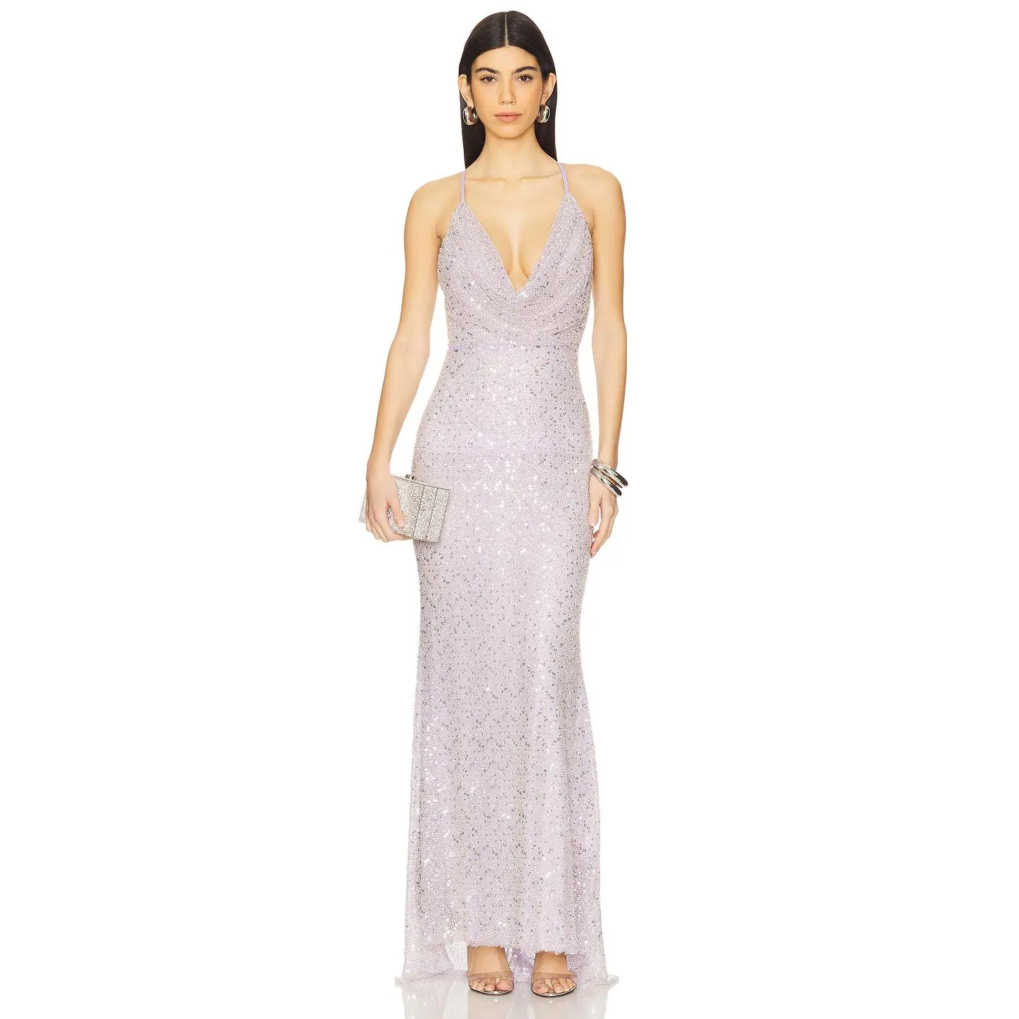 Michael Costello x REVOLVE Amaranta Embellished Gown in Lavender
