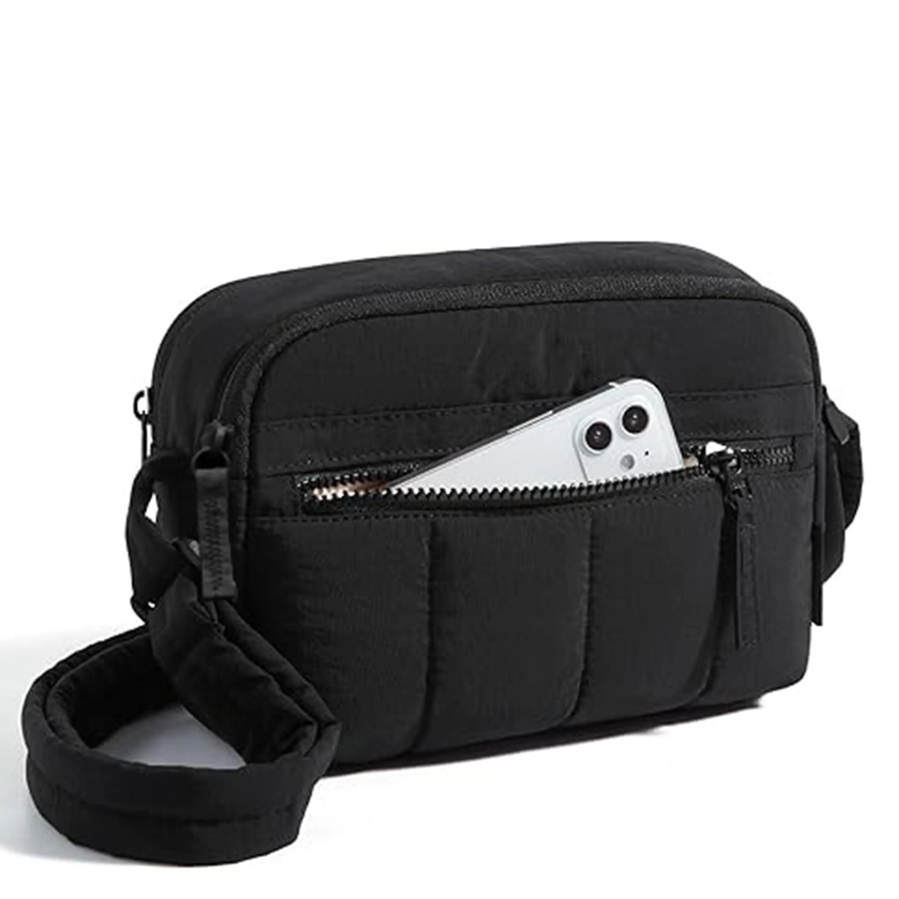 Quilted Down Bags Lightweight Puffy Crossbody Bag for Women, Quilted Nylon Travel Purse with RFID Blocking and Adjustable Strap, Adjustable Crossbody, Lightweight Crossbody Bag