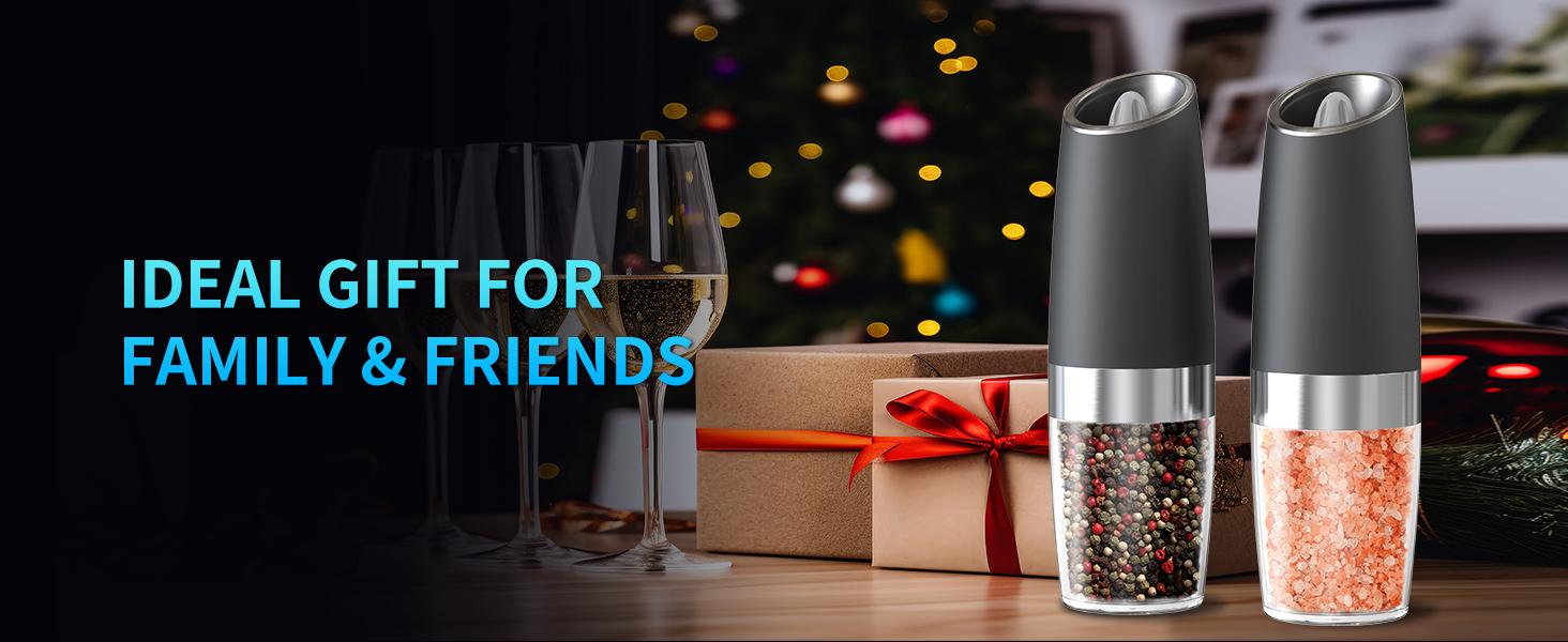 Gravity Electric Salt and Pepper Grinder Set Automatic Salt and Pepper Grinder Set with LED Light Kitchen Seasoning Utensils