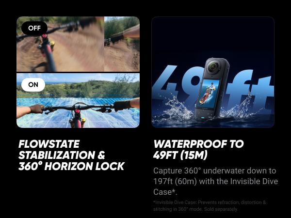 Insta360 X5 - Waterproof 8K 360° Action Camera, Leading Low Light, Invisible Selfie Stick Effect, Rugged and Replaceable Lens, 3-Hour Battery, Built-in Wind Guard, Stabilization, Triple AI Chip Design