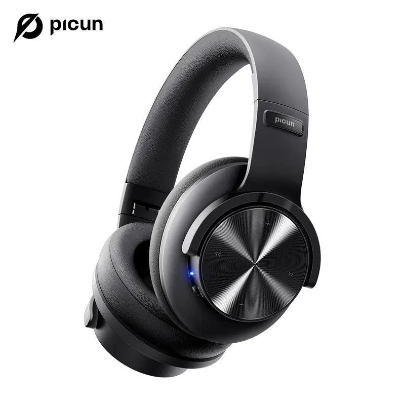 Picun B8 Over-Ear Wireless Bluetooth 5.3 Headphones with 120H Playtime, 3EQ Modes, Built-in Microphone, Multipoint Connection, Foldable Design, Button & Touch Controls, 3.5mm Port, HiFi Sound Quality, for Travel, PC, Game Console