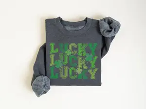 Retro Lucky Shamrock Sweatshirt, Happy St Patricks Day Gift, St Pattys Day Outfit, Irish Day Shirt - LORA ATCHER