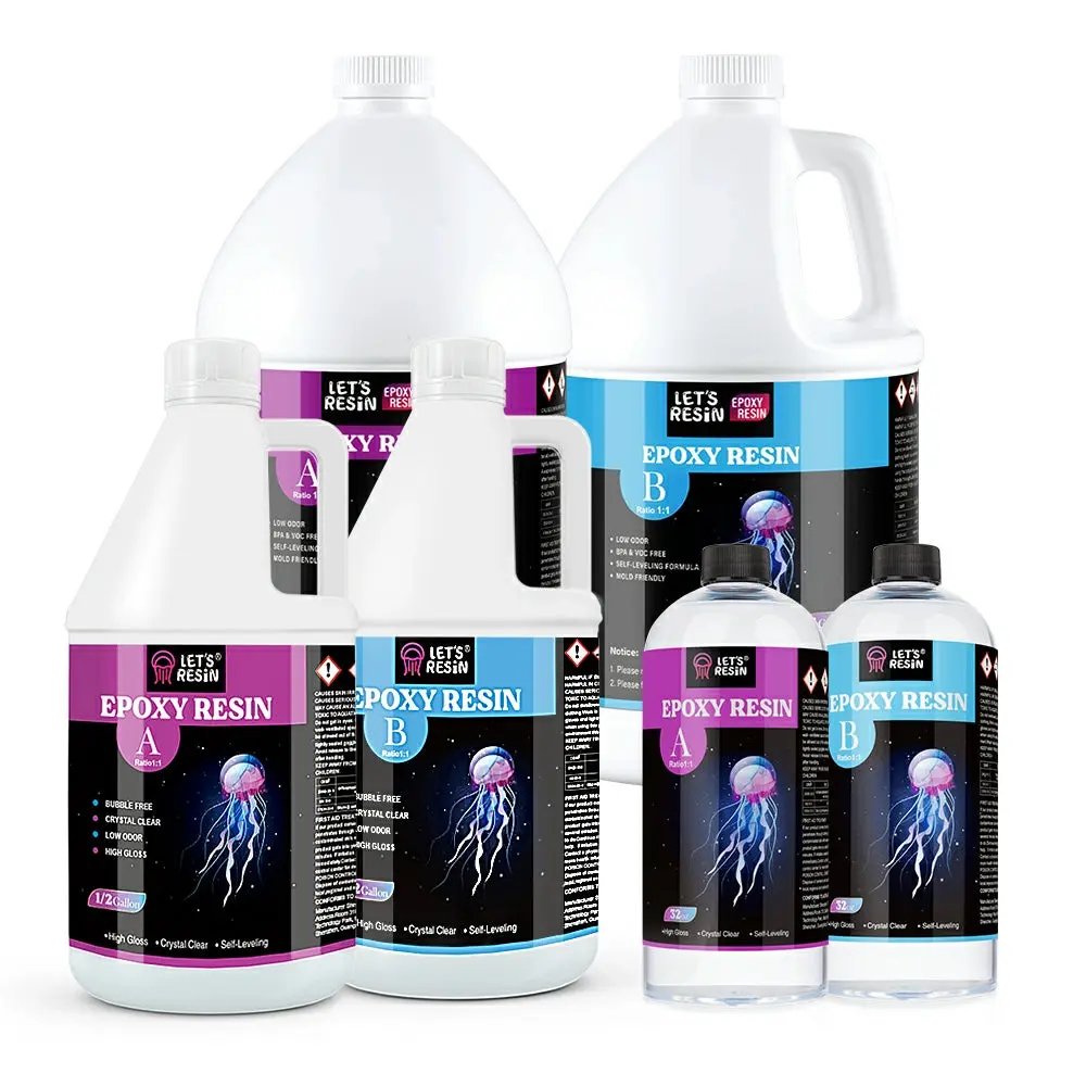 Crystal Clear Casting Epoxy Resin Kit, LET'S RESIN Bubble-Free 2-Part Resin & Hardener, 1:1 Mix for Jewelry, Tumblers, Coasters, Crafts & Art, Pump Dispensers Included with 1 Gallon+ Sizes - LET'S RESIN