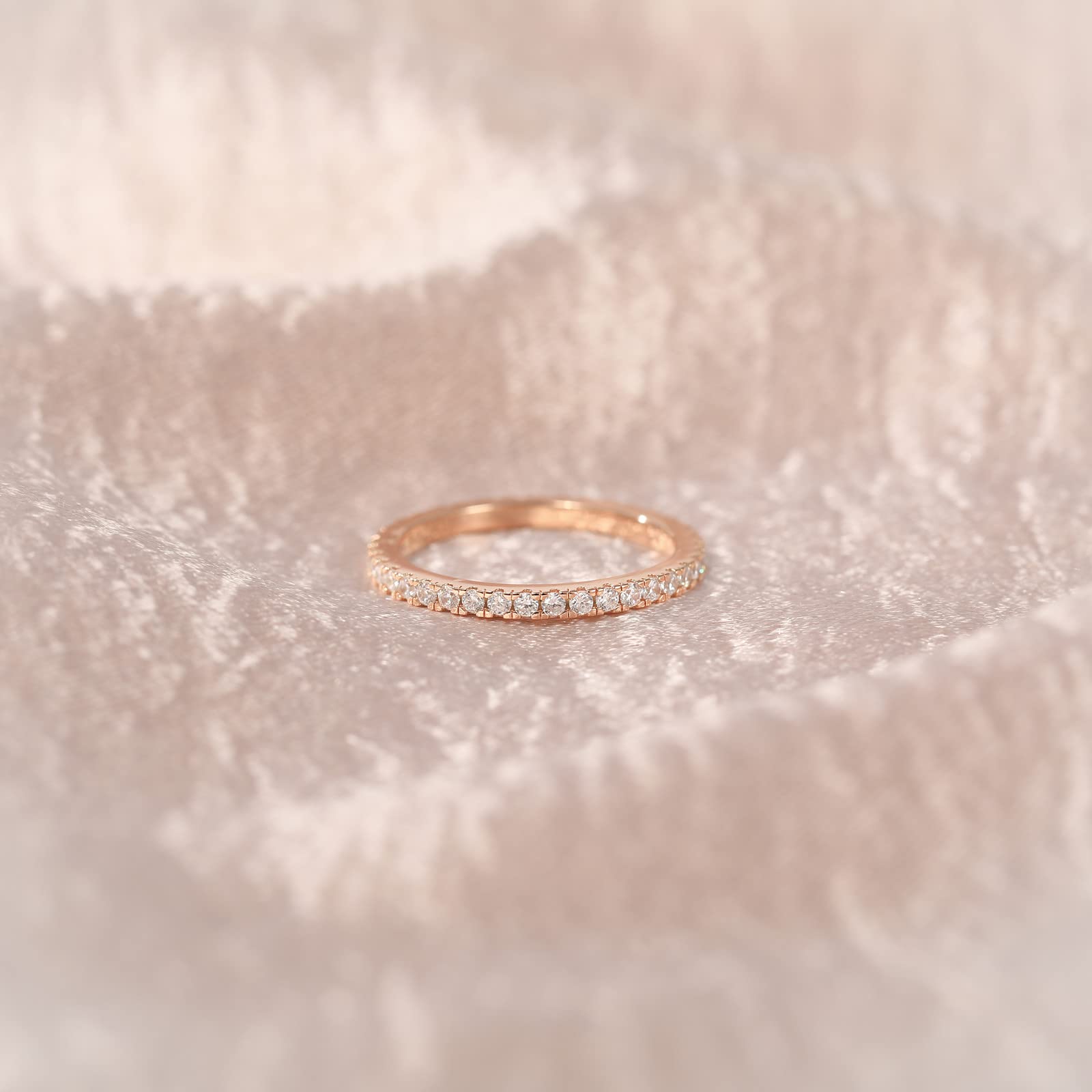 EAMTI 2mm 925 Sterling Silver Wedding Band Cubic Zirconia Full Eternity Stackable Engagement Ring EAMTI 2mm 925 Sterling Silver Wedding Band Cubic Zirconia Full Eternity Stackable Engagement Ring