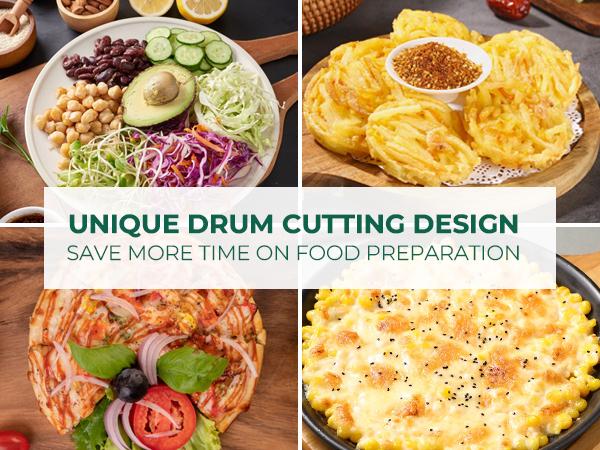 SUSTEAS Rotary Cheese Grater with Handle, 5 Well-Designed Blades and Strong Suction Cup Base, Mandoline Slicer Utensils Retro Green Kitchen Gadgets Vegetable Fruit Cutter
