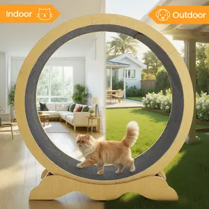 PAWGIANT Cat Exercise Wheel for Indoor Cats, 45.3" Large XL Kitty Cat Treadmill Treadwheel with Removable Carpet, XLarge Quiet Interactive Running Training Toy for Cats Outdoor, for Running/Walking/Training, Suitable for Most Cats, Wood color