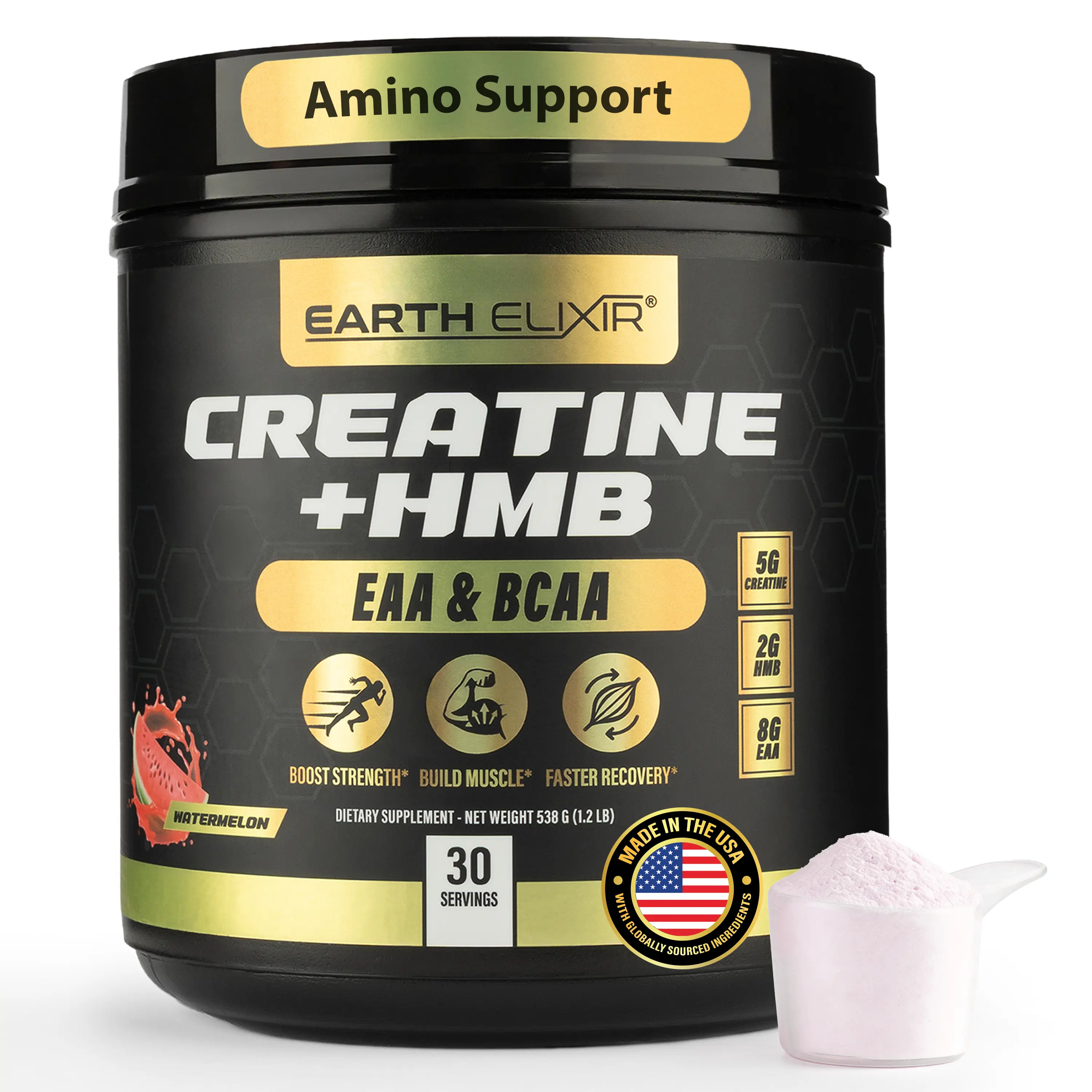 Creatine HMB w/ EAA and BCAA (Watermelon) Athletes Fitness Recovery Strength Edible Supplements Healthcare