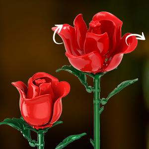 Flower Bouquet Building Set, 18 Roses & Botanical Collection, 1015 PCS Building Blocks, Home Decor Gift for Her, Adults, Women, Kids 6-12+