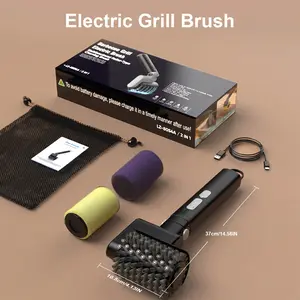 Electric BBQ Grill Brush Cordless, Powerful Rotating Grill Brush for Deep Cleaning, 120–150 Min Battery Life, No Loose Bristles, 3 Cleaning Attachments for Gas, Charcoal & Pellet Grills