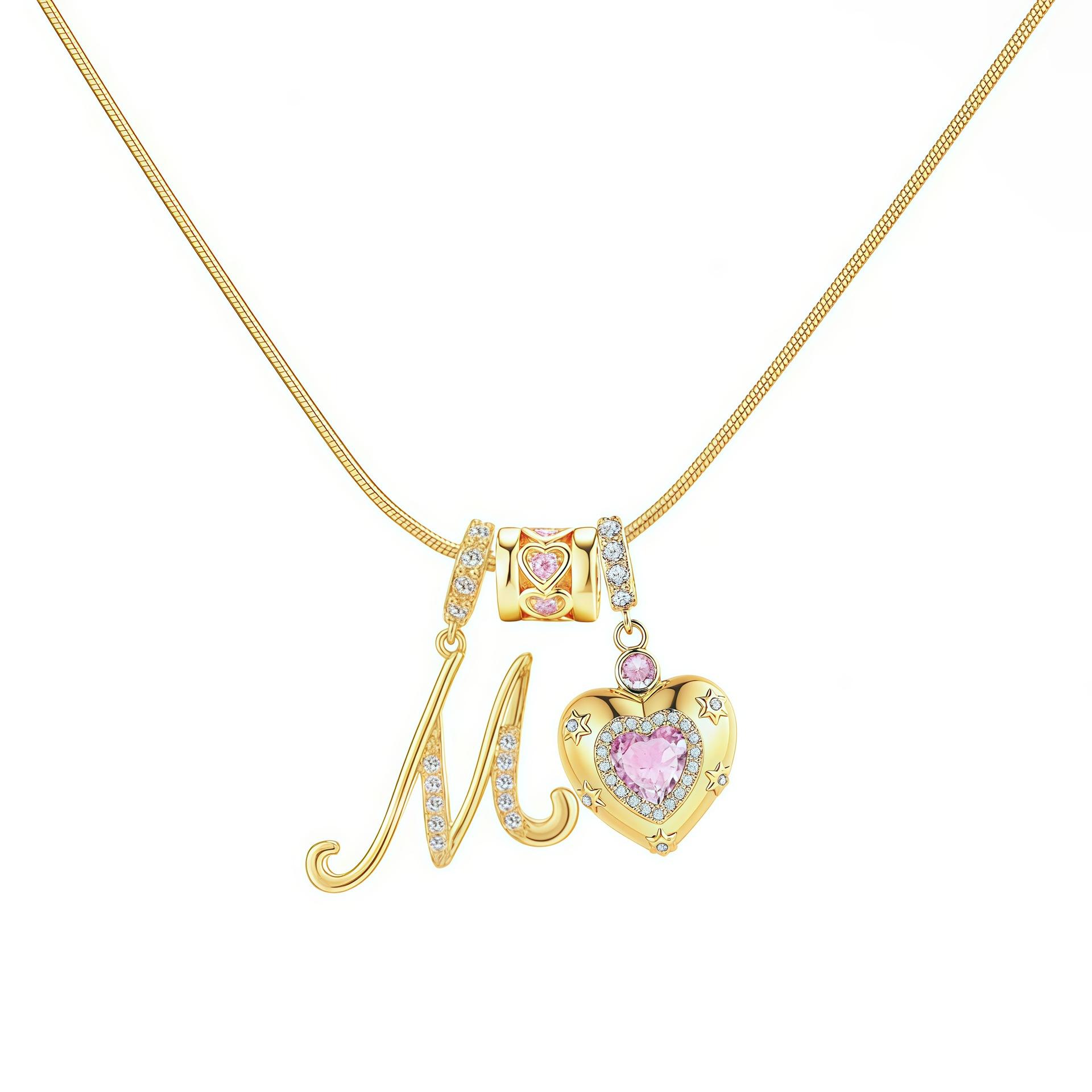 KATCH ME Women's Elegant 2-Pack Initial Letter Copper Pendant Necklaces, Rhinestone Stacking Necklace with Adjustable Chain, Basic 2 Set Jewelry Gift KATCH ME Women's Elegant 2-Pack Initial Letter Copper Pendant Necklaces, Rhinestone Stacking Necklace with Adjustable Chain, Basic 2 Set Jewelry Gift