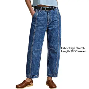 Flamingals Wash Seam Front High Rise Barrel Leg Jeans Womenswear