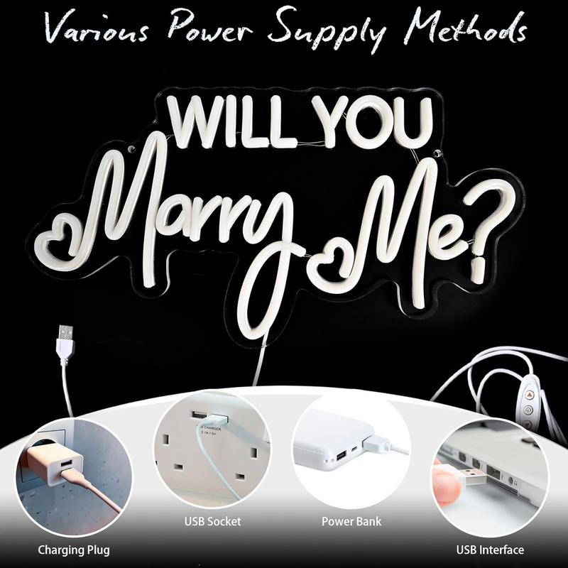 Will You Marry Me Neon Sign, Cool White Marry Me Light Up Letters Sign for Proposal Wedding Party Decorations, Will You Marry Me LED Sign for Engagement Valentines Day Gifts Wall Decor