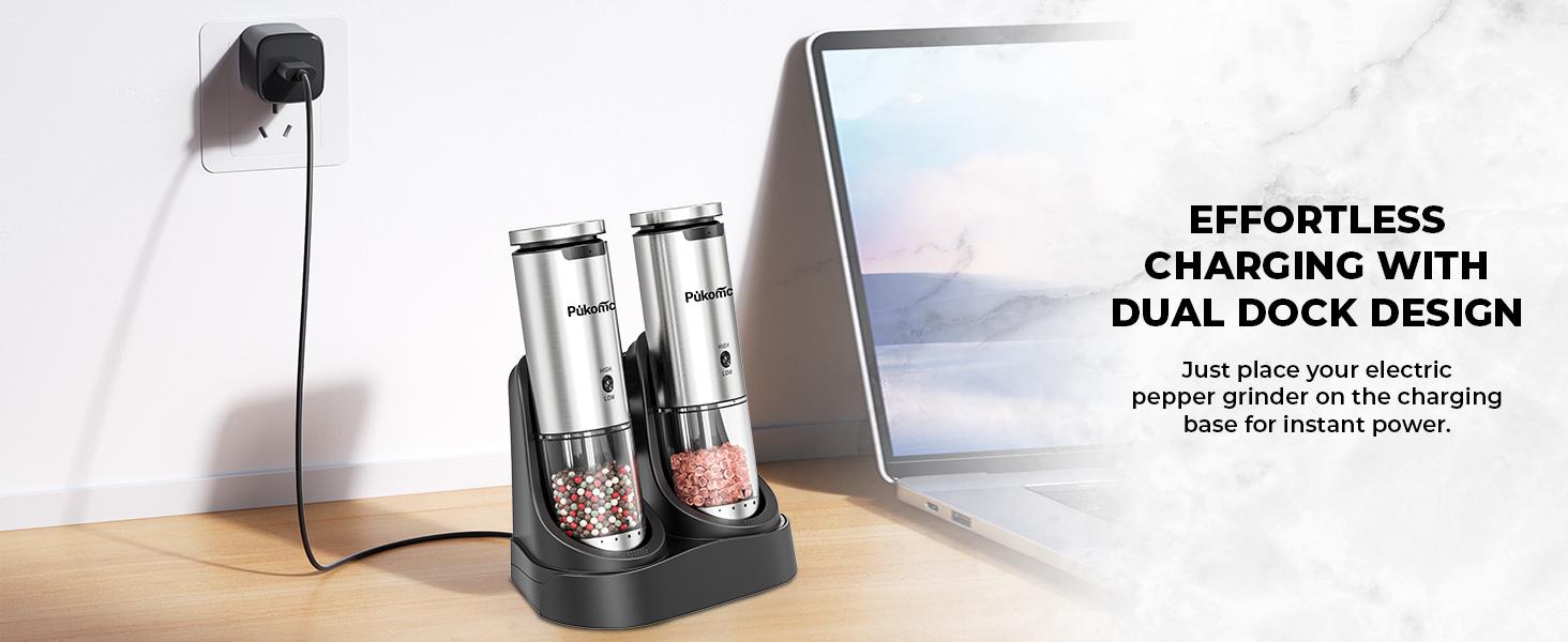 Pukomc Smart Herb Grinder – 6-Speed Adjustable, Rechargeable with LED Light, Quick One-Touch Use & Detachable Design. Includes 12 Blends & Extras.