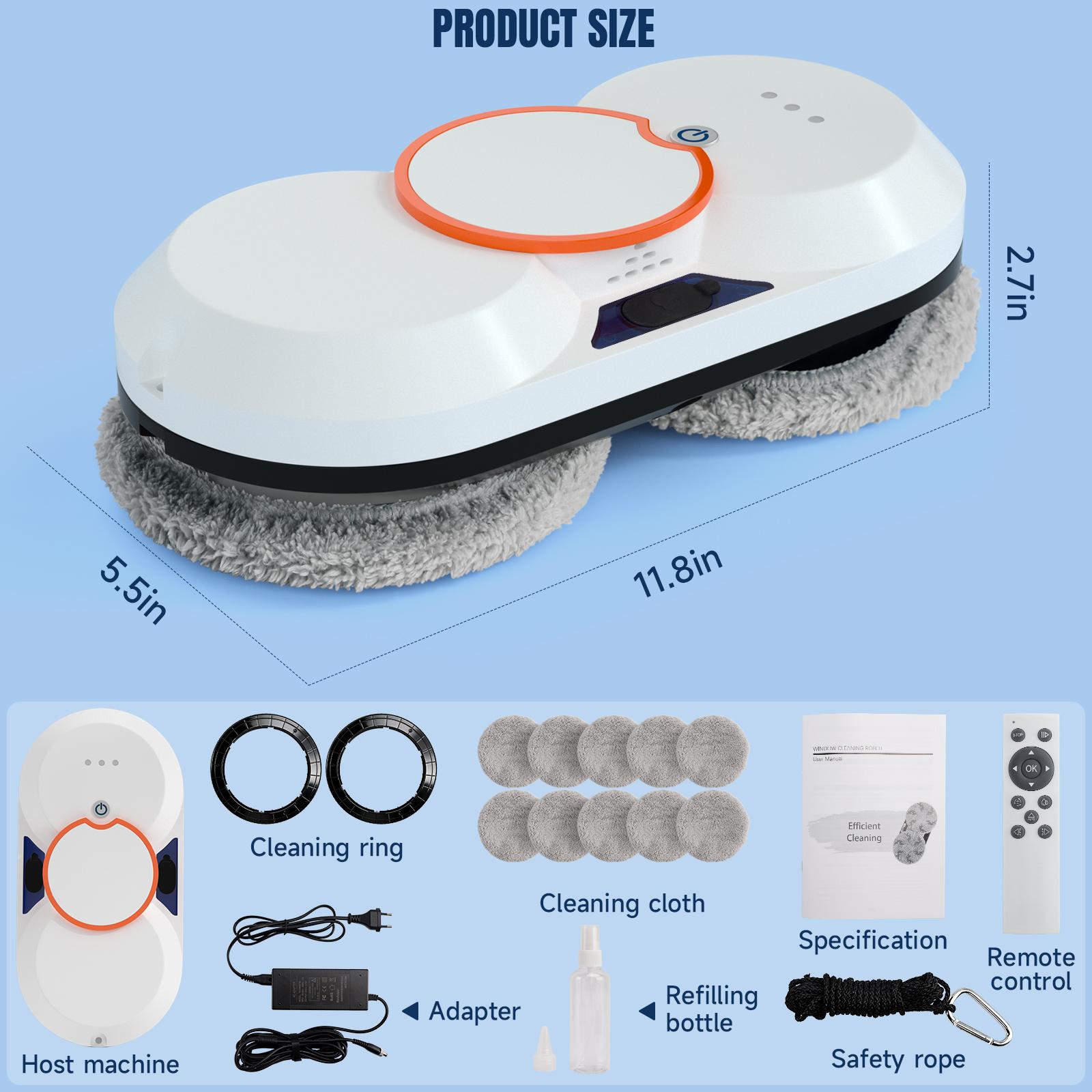 Smart Window Cleaning Robot,3000Pa/5600Pa Auto-Adjust Suction,Multiple Modes,AI Path Edge Clean, Remote Control Smart Window Cleaning Robot,3000Pa/5600Pa Auto-Adjust Suction,Multiple Modes,AI Path Edge Clean, Remote Control