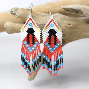 Indigenous Women Pattern Beaded Handmade Earrings For Women
