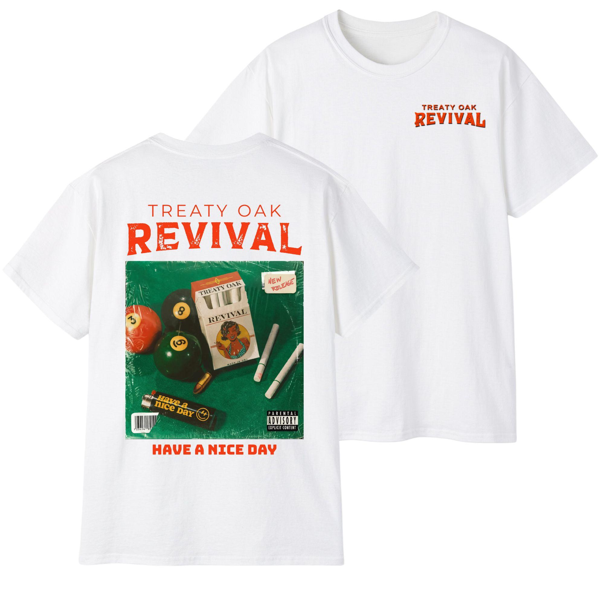 Treaty Oak Revival Unisex T-Shirt, Summer Casual Classic Cotton, Crewneck Shortsleeve, Bold Billiards & Music Art Design, Womenswear Top