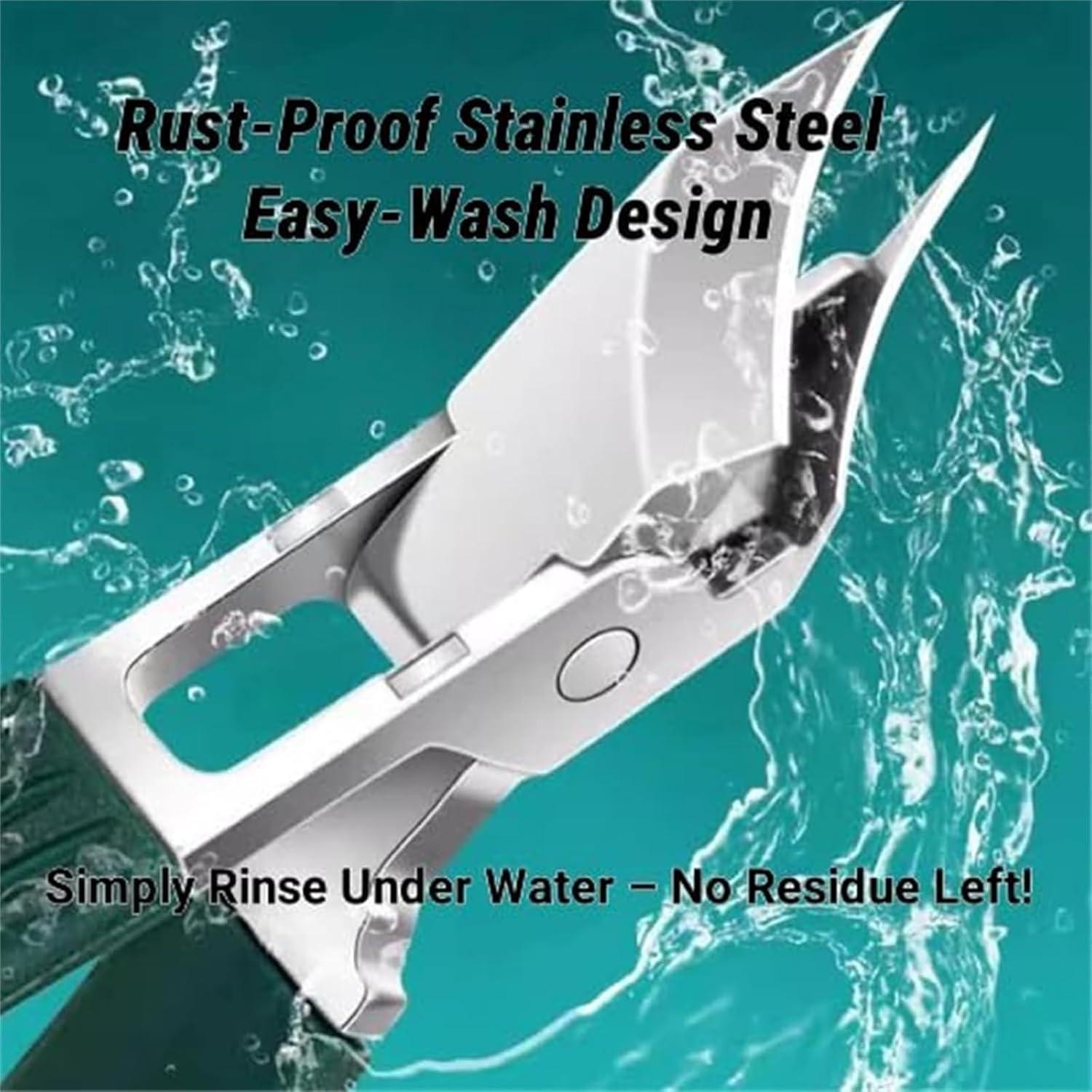 Green Nail Care Tool Set – Includes Thick Nail Clipper, Ingrown Nail Lifter & Nail File | Beveled Eagle Beak Design, Large Opening, Anti-Splash, for Thick & Hard Nails