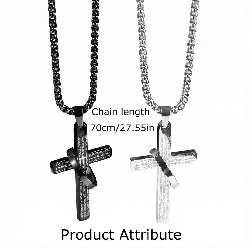 KISSFOO Stainless Steel Scripture Ring Cross Necklace Personalized Accessories Gift for Men and Women KISSFOO Stainless Steel Scripture Ring Cross Necklace Personalized Accessories Gift for Men and Women