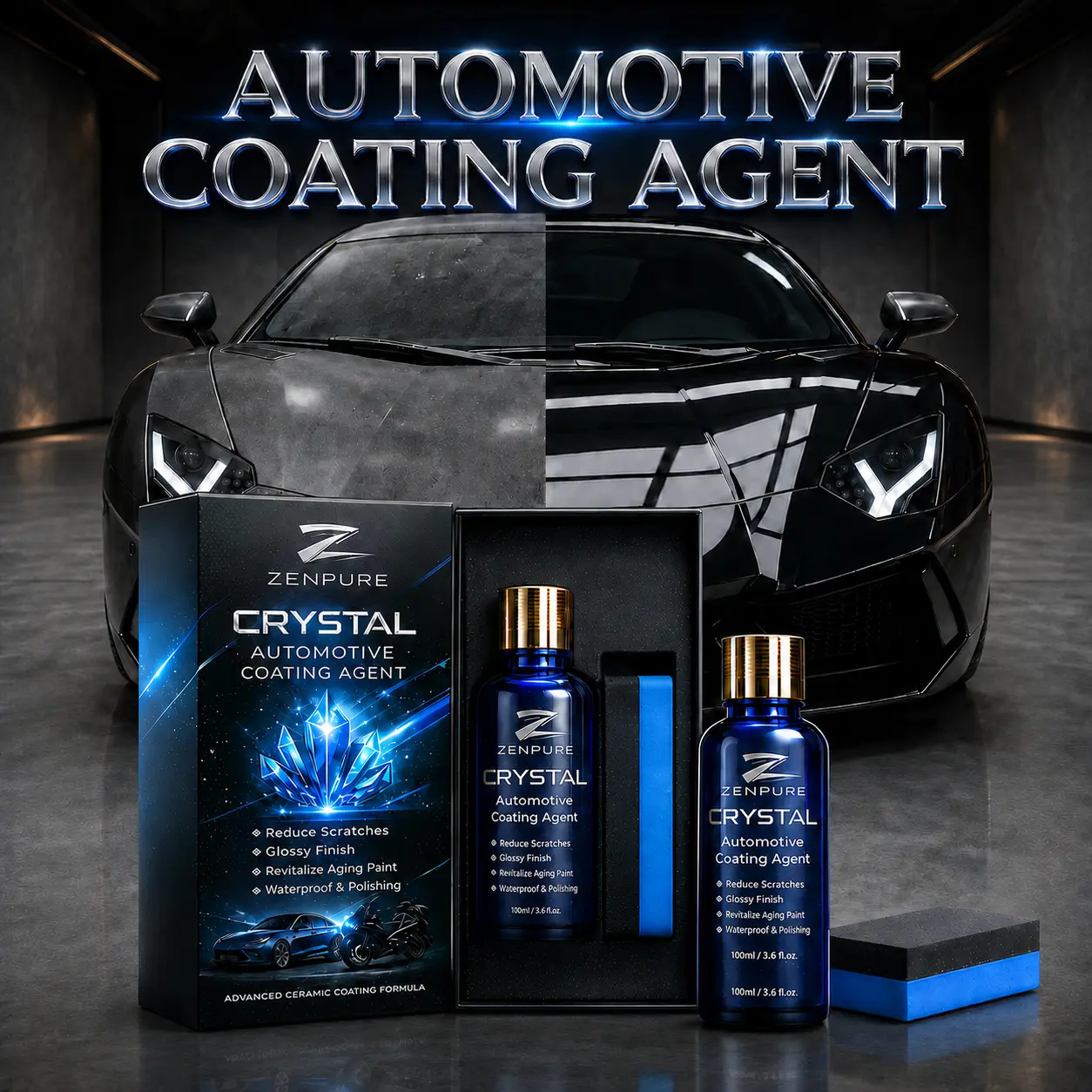 Automotive Coating Agent Crystal Nano Ceramic Coating Kit High Gloss Water Repellent Paint Protection for Cars Motorcycles Wheels Plastic Trim 100ml